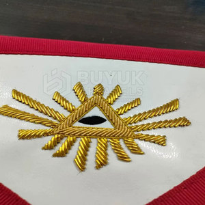 Tabliers maçonniques en cuir brodés faits main, ajustables, avec épingle de sûreté, de qualité supérieure, lavables, personnalisables, style classique - Product Image 2