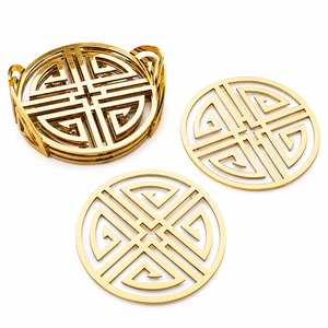 Luxury Hammered Metal Coasters With Gold Rim Round Stainless Steel <b>Silver</b> Cup Mats For Hotel Restaurant <b>Coffee</b> <b>Table</b> Decor - Product Image 6