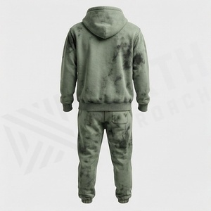 Men's Hooded Casual Solid Customized Color Acid Wash <b>Tracksuit</b> Custom Logo Quick Dry Fleece Design Breathable Gym - Product Image 2