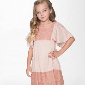 Robe de soirée en dentelle rose pour filles, Style bohème, superbe, robe pour filles, avec belle manches volantes, robe parfaite pour l'été - Product Image 1