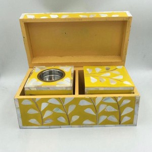 Beautiful Beige Mother of Pearl Bakhoor Set Box Handmade Eco-Friendly Tray Small Mubkhar Trensing Set Ramadan Home Decoration - Product Image 3