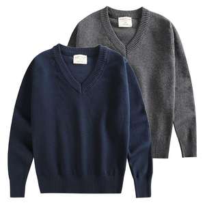 Uniformes scolaires personnalisés à manches longues et col en V pour enfants, pull à manches longues, hauts d'été, uniformes scolaires pour enfants - Product Image 3