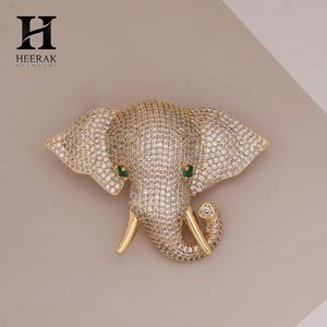 Luxury <b>Elephant</b> Head Brooch Pin Full Pave Diamond Jewelry - Custom Design by Heerak Diamonds Unisex Pendant - Product Image 1