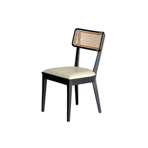 Modern faro wooden <b>dining</b> Fabric and rattan <b>chair</b> <b>Dining</b> room <b>chair</b> Living area <b>chair</b> Comfortable wooden seating - Product Image 3