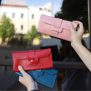 Portefeuille élégant en cuir véritable unisexe, fait main, porte-cartes long grande capacité, sac à main de luxe, cadeau premium, bouton artisanal Al-Amir - Product Image 2