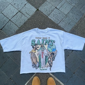 T-shirt court personnalisé avec logo, sérigraphié, coupe carrée, en coton tricoté épais pour homme - Product Image 4