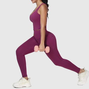 Two Pieces Butt Shaping Activewear Sets OEM Women Activewear Set Crop Tank Top + Butt Lift <b>Pocket</b> <b>Leggings</b> Workout Fitness Yoga - Product Image 4