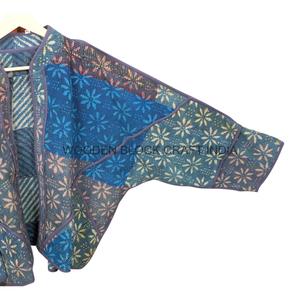 Veste Kantha vintage en coton artisanal écologique avec col mandarin, respirante et adaptée à toutes les saisons, pour femmes et filles - Product Image 5
