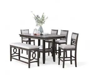 The 6-pieces Lock Type Counter Height Dining Table Set Home Furniture Elegance Modern Wooden Table Wood Kitchen Table And Chairs