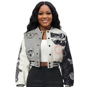Chaquetas estilo vintage HBCU con diseño de logotipo personalizado, chaquetas universitarias, chaquetas de béisbol, chaquetas de mujer con mangas de cuero, chaquetas cortas para mujer - Product Image 5