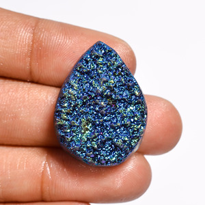FAIJAN GEMS FK-213 Cabujón de Titanio Azul Medianoche Pulido Lateralmente con Druzy, Cuarzo Ágata Natural, Gema Suelta para Fabricación de Joyas - Product Image 2