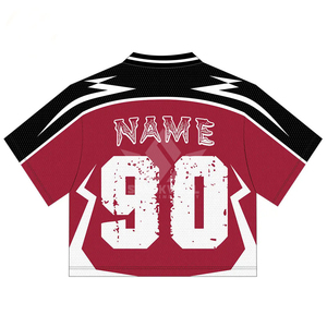 เสื้อฟุตบอลอเมริกันสีน้ำเงินขาวสำหรับผู้หญิงหมายเลข เสื้อคอวีแขนสั้นผ้าตาข่ายระบายอากาศได้ดี ทรงปกติ รุ่น 23 - Product Image 5