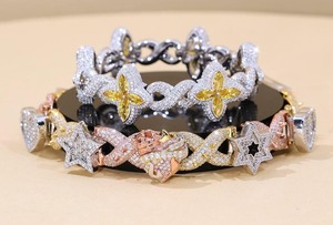 Heart Shape Moissanite <b>Charm</b> Bracelet 925 <b>Silver</b> Plated Round Brilliant Cut Men Women Hiphop Style Micro Insert Jewelry - Product Image 6