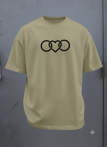 T-shirt à manches courtes pour homme, col rond, noir, imprimé géométrique cœur blanc, tricoté, 100% coton, 180g, coupe classique - Product Image 3