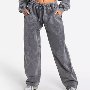 High Quality Long Sleeves <b>Women</b> Acid Wash T-Shirts Custom Logo Printing <b>Women</b> Acid Wash Tracksuit - Product Image 4