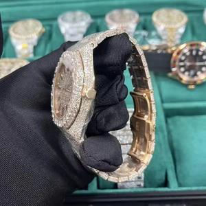 Wholesale Hot Selling Men Stainless Steel Band Quartz <b>Watch</b> Iced Out Hip Hop Square <b>Case</b> Silver Moissanite Diamond Factory - Product Image 2
