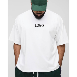 เสื้อยืดลำลองสีขาวสำหรับผู้ชายรุ่นใหม่ 270GSM ผ้าฝ้าย สตรีทแวร์ แฟชั่น ทรงโอเวอร์ไซส์ คอกลม แขนสั้น ทรงหลวม เสื้อยืดพื้นฐาน - Product Image 5