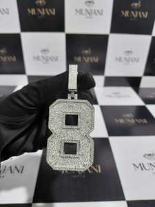 Colgante de Moissanita Número 8 de Plata de Ley 925 con Incrustaciones de Diamantes, Estilo Hip Hop, Pasa el Test de Diamantes - Product Image 1