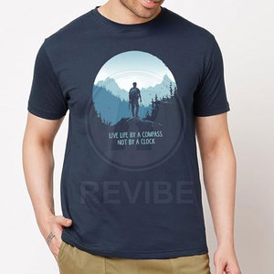 T-shirt en toile imprimé décontracté et confortable, coupe ample, 100% coton, tissu respirant pour hommes - Product Image 4