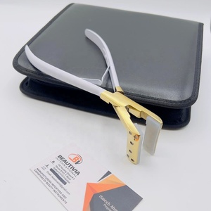 คีมหนีบผมสแตนเลสแบบมืออาชีพสำหรับเครื่องมือจัดแต่งทรงผมเทปสีขาวทองโลโก้แบบกำหนดเอง - Product Image 1