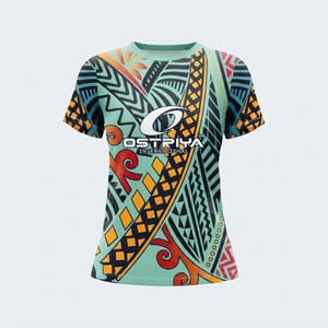Camiseta de Mujer con Diseño Tribal, Transpirable y Ligera, de Manga Corta, Cuello Redondo, Colores Sólidos, de Secado Rápido - Product Image 5