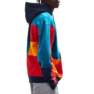 Sudadera con Capucha para Hombre, Diseño Color Block, Corte Holgado, Estilo Casual, Parches Decorativos, Felpa Francesa de Algodón, Estilo Otoñal - Product Image 5