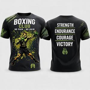 เสื้อยืดแขนสั้นผู้ชาย โพลีเอสเตอร์ พิมพ์ลายซามูไร ทรงพอดีตัว ลายเรขาคณิต ชุดกีฬา - Product Image 2