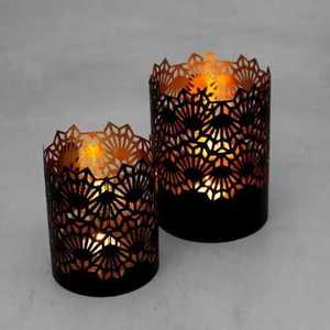 modern <b>hurricane</b> Candle Holders With Tree Pattern Die Cut Design Home Decoration Set of 3 - Product Image 5