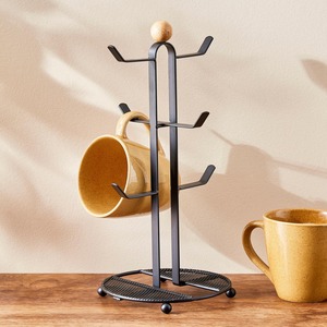 Modern Black Metal Mug Tree Holder Stand With Multiple Hooks Mesh Base Freestanding Coffee Cup Hanging Storage <b>Rack</b> <b>Kitchen</b> <b>Rack</b> - Product Image 1