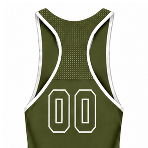 Olive Green <b>White</b> Swim <b>Tank</b> <b>Top</b> Sleeveless Racerback Lightweight Quick Dry Breathable Training Performance Athletic Swimwear - Product Image 5