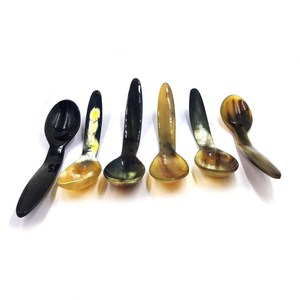Horn <b>Spoon</b> for Serving Jams Herbal Powders Salt or Organic Cosmetics in Natural horn <b>spoon</b> and wood <b>spoon</b> flatware cutlery - Product Image 5