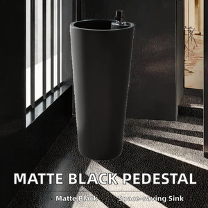 Lavabo de Pedestal de Cerámica Moderno Indio de Alto Estándar con Grifo Monomando de Palanca Independiente, Desagüe y Capacidad de 9L, 3 Años de Garantía - Product Image 3