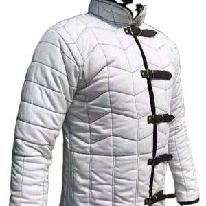 Gambesón Medieval Hecho a Mano, Abrigo Largo de Manga Larga, Chaqueta Acolchada de Algodón Blanco, Armadura de Caballero para Recreación Histórica - Product Image 3