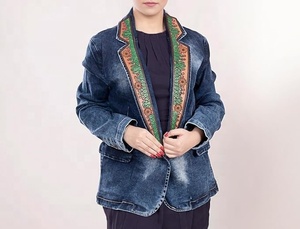 Women Denim Coat with Hand Tooling Carving Western <b>Leather</b> <b>Jacket</b> Western Sport <b>Jacket</b> Women Sport <b>Blazer</b> Womens <b>Leather</b> <b>Jacket</b> - Product Image 3