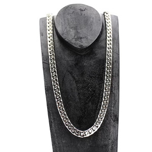 Solid 925 <b>Silver</b> Plated Figaro Chain Necklace Zinc Alloy Unisex Hiphop Style Daily Wear Fashion Jewelry - Product Image 1