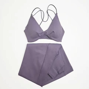 High Quality <b>Women's</b> Vintage Solid Sports Bra Shorts Set Yoga Gym Wear 2 Piece Eco-Friendly Spandex/Cotton Waterproof Quick Dry - Product Image 5