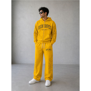 Vente en gros – Nouveaux sweats à capuche en coton épais 400g à épaules tombantes avec fermeture éclair, personnalisables, surdimensionnés, imprimés, style streetwear, respirants et à séchage rapide - Product Image 3