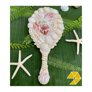 Espejo de Maquillaje Decorativo con Conchas Marinas, Espejo de Bolsillo Costero Hecho a Mano para Mujer, Regalo de Viaje, Recuerdo de Playa y Uso en Boutiques - Product Image 1