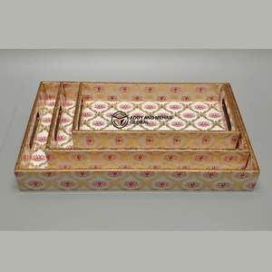 Pink Geometric Enamel Food-Safe Serving Tray Set of 3 – Modern Luxury MDF & <b>Paper</b> Nesting Trays for <b>Kitchen</b> Dining & Home Decor - Product Image 1