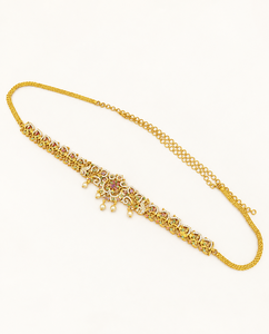 Ceinture de taille traditionnelle sud-indienne AD Peacock plaquée or, Kamarband, chaîne de ventre réglable, bijoux de mariage, fabricants - Product Image 5