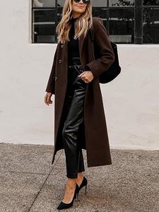 Abrigo largo de invierno para mujer, ecológico, ligero, de poliéster, con cuello alto, doble botonadura y solapa, personalizado OEM - Product Image 5