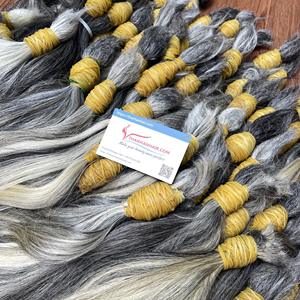 Mèches de cheveux bruts de haute qualité, au prix de gros, extensions de cheveux bruts en vrac à donneur unique, couleur grise - Product Image 3