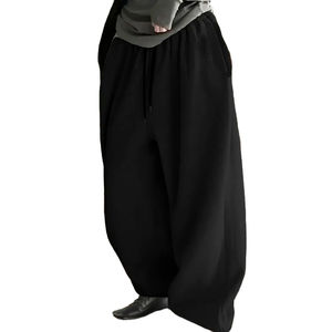 Pantalones de chándal casuales de algodón 100% transpirables de corte holgado con cordón y lavado blanqueado, de cintura alta y parte delantera plana, extragrandes, para mujer, ideales para invierno. - Product Image 3