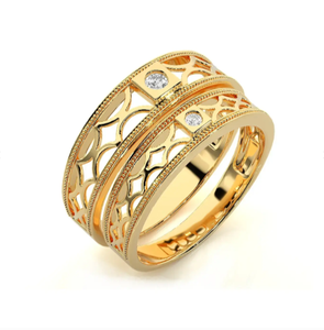 <b>925</b> Sterling <b>Silver</b> Gold Plated Lattice Couple <b>Rings</b> - Product Image 2