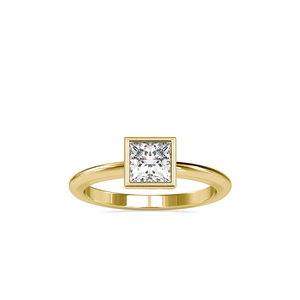 Bezel Setting Square Cut Moissanite Diamond Rose Tone <b>Solitaire</b> Bridal Gift 925 Sterling <b>Silver</b> Engagement <b>Ring</b> - Product Image 3