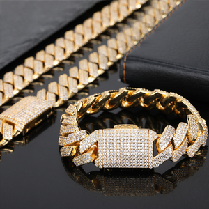 <b>Mens</b> Moissanite Cuban Link Bracelet 925 <b>Silver</b> 18mm Iced Out Gold Tone Hip Hop Chain Luxury Statement Bracelet Premium Fine Wear - Product Image 5