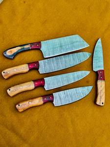 Hand Forged Damascus Steel Chef <b>Knives</b> Set Wooden Handle Japanese Style Kitchen <b>Knives</b> 8-9.9in Blade Length Right Hand - Product Image 2