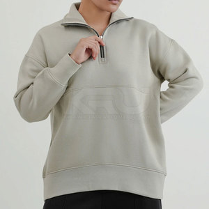 Sweat-shirt léger 100 % coton décontracté, lavé, respirant, pour femme, avec demi-fermeture éclair, confortable pour une utilisation toute la journée, idéal pour la saison hivernale. - Product Image 3