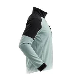 Men's <b>Light</b> Blue <b>Waterproof</b> Windproof Polyester/Cotton Fleece <b>Jacket</b> Regular Fit Stand Collar Zipper-Up Sporty Design Pocket - Product Image 4