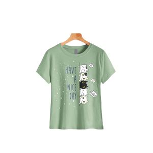 เสื้อยืดแขนสั้นผู้หญิง ผ้าฝ้าย 100% สำหรับฤดูร้อน ป้องกันขนร่วง ระบายอากาศได้ดี ดีไซน์สั่งทำได้ พิมพ์ลายดิจิทัลล่าสุด คุณภาพสูง - Product Image 3